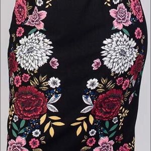 Melissa Paige Womens Floral Print Stretch Fabric Pencil Style Skirt